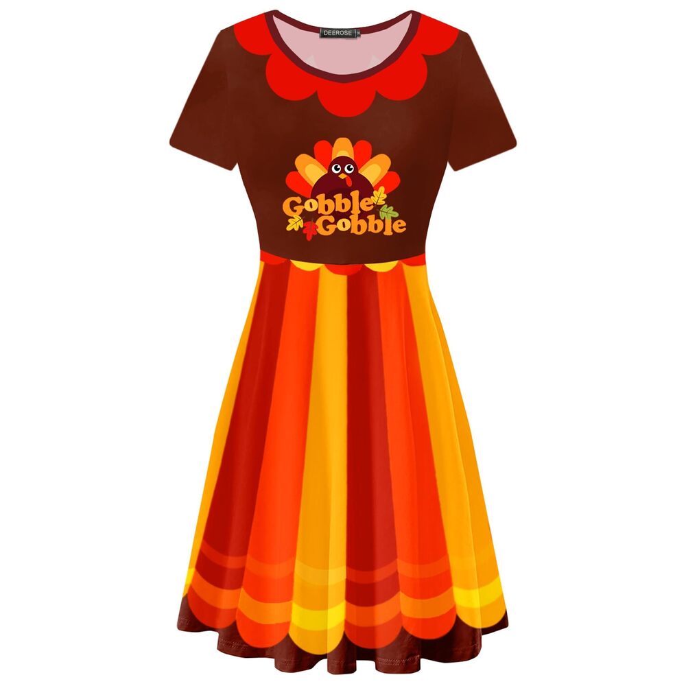 7042 Thanksgiving Dresses Turkey Flare Dresses Aline Cute Tunic Dresses